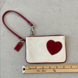 Red and White Heart Wristlet